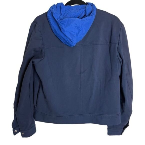 TORY BURCH SPORT Blue Jacket With Detachable Hood Size Small - Picture 2 of 13